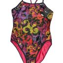 Nike  One Piece Practice Racing Swim Suit Black Colorful - Women's Size 12 Photo 0