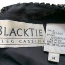 Oleg Cassini Vintage Black Tie  Bodysuit Black Silk Abstract Beaded Short Sleeve Photo 8