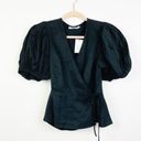 idem Ditto  Black Puff Sleeve Knit Wrap Top Size Medium NWT‎ Photo 2