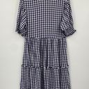 Draper James  Lee Ann Mini Dress Tiered Fit & Flare Stretch Knit Navy Gingham M Photo 4