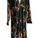 Honey Punch  Asian Print Robe Duster S Black Floral Long Sleeves Belt Loops Photo 0