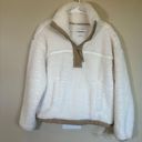 Abercrombie & Fitch  cinched cocoon Sherpa Pullover White tan 1/4‎ zip small Photo 1