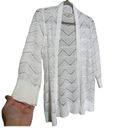 Cyrus  White Laser Cut Crochet Detail Casual Basic Open Front Cardigan Medium Photo 1