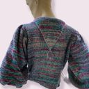 80’s Gitano balloon sleeve purple and teal marled knit sweater Size L Photo 1