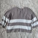 FAVLUX  Neutral Striped Sweater 3/4 Sleeves Beige and White Size Small Photo 3