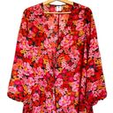 Shade & Shore NWOT  Floral Long Sleeve Deep V-Neck Maxi Kimono Cover Up Dress Photo 4