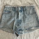 ZARA  Rhinestone High Rise Curved Light Blue Denim Shorts Size 6 or 28 Photo 4