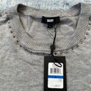 DKNY NWT!  Gray Studded Crew Neck Pullover Sweater XL Photo 3