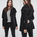 All Saints Dahlia Zipper Draped Waterfall Sweatshirt Cardigan Small Black Photo 1