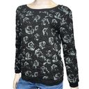 Gold Hinge Hinge Nordstrom Women’s Size S Black Gray Rose Jacquard Bow Back Sweatshirt Photo 1