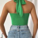 SheIn Green Cross Top Photo 1