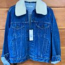 Elizabeth and James NWT  Women's Blue Jean Sherpa Collar Denim Jacket OS Photo 1