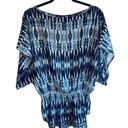 Cynthia Steffe  Ikat Sheer Blue & White Patterned Top with Metallic Gold Thread Photo 5