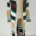 Zesica Women's Khaki & Black Stripe Open Duster M #1271 Photo 1