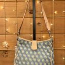 Dooney & Bourke  Blue Tan Signature  Logo Hobo Bag Photo 0