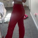 ZARA Red Leather Straight Pants Photo 4