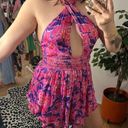 Rococo  Sand pink purple halter mini dress Photo 5