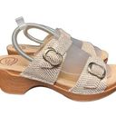 Dansko  Cream Leather Shophie Embossed Straps Buckle Comfort Platform Sandals 42 Photo 0