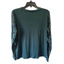 Adrianna Papell  Top Womens Large Dark Pine Green Lace Long Sleeve Crew Neck A7-3 Photo 4