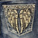 Miss Me Curvy Ankle Skinny Jeans Blue Denim Distressed Angel Wings Pockets Sz 28 Photo 4