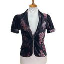 Arden B . Velvet Short Sleeve Blazer Purple Size M Floral Y2K Boho Retro Cropped Photo 0