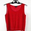 St. John  Red Wool Blend Open Knit Tank Top, Size Large Photo 0