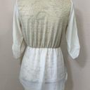 Daytrip  Cream Gold Sheer Button Down Top Photo 5