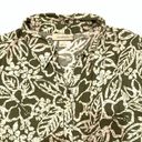 Dress Barn  Floral Button Front Green Beige Tropical Short Sleeve Shirt Size Large Photo 3