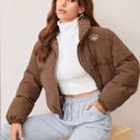 SheIn  Drop Shoulder Butterfly Chest Crop Puffer Zip Up High Neck Coat Jacket S Photo 1