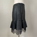 Who What Wear  Black Faux Leather Mini Skirt with Ruffle Lace Hem Photo 7