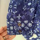 Garnet Hill  Women's Silk Button Front Blouse Top Long Sleeve Size 6 Blue Purple Photo 6