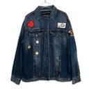 EXPRESS Y2k Vintage  Jean Jacket with Patches Medium Heart Kidcore Retro Denim Photo 0