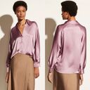 Vince  Silk Shaped Collar Popover Blouse Top Vervain Purple Lilac Size XS NEW Photo 1