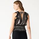 Nine West  Sleeveless Ruffle Smocked Hem top metallic back tie detail Photo 1