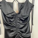 Jason Wu NWOT  Ruched Midi Black Satin Slip Dress Photo 4