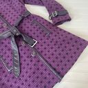 Krass&co NY &  Trench Coat Jacket Belted Classic Purple Geo Print Size Medium Photo 3