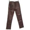 Frame  Le Sylvie Coated High Rise Slender Straight Jeans Dark Chocolate Brown 29 Photo 3