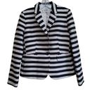 Nine West  Black and Cream Stripe One Button Blazer Jacket Sz 4 Photo 4