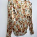 Vince  Blouse Size Medium Flora Crushed Long Sleeve Textured Satin Shirt V Neck Photo 7