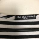 CHA CHA VENTE BLACK & WHITE STRIPED OPEN COLD SHOULDER TIE SLEEVE SHIRT TOP Size L Photo 1