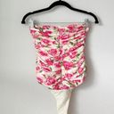 ZARA  Draped Floral Strapless Bodysuit in Ivory & Pink sz S Photo 6