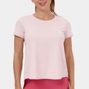 Halara size S Pink Round Neck Short Sleeve Crisscross Split Tie Back Sports Top Photo 3