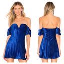 Majorelle  Revolve Skylar Cobalt Blue Velvet Off Shoulder Mini Dress Large Photo 1