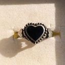 Onyx 925 Silver Black  Heart Ring - Size 7 Photo 0