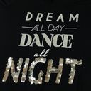 Decree  Glitter Sequined Dance All Night Sleep Shirt Womens XS Black 3/4‎ Sleeve Photo 4