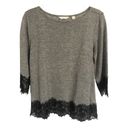 New York & Co. Gray with Black Lace Sweater Photo 2