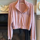 Cloud Chaser Plush Pullover Powder Blush Quarter Zip Cropped Top Womens Large  Photo 0