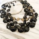 Talbots  Chunky Beaded Layered Necklace - Black Faceted Beads Multilayer Photo 1