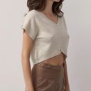 Crescent  Emma Knit Cropped Top Wool Cashmere Soft in Oatmeal sz. S Photo 2