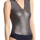 Commando  Faux Leather Deep V Bodysuit in Gunmental Photo 2